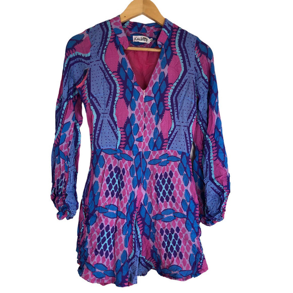 Kahindo Kisumu Romper Balloon Longsleeves Pink Flamingo Print Medium - Picture 2 of 12